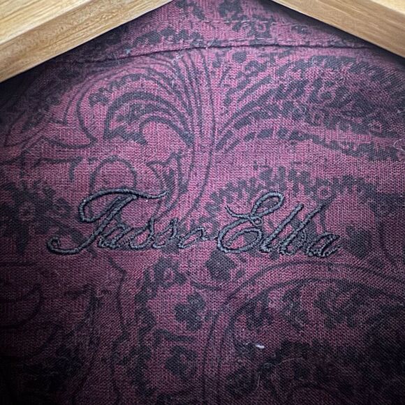 Tasso Elba Men’s Button Up Long Sleeve Shirt Red Paisley Graphic Size Large - Picture 5 of 9